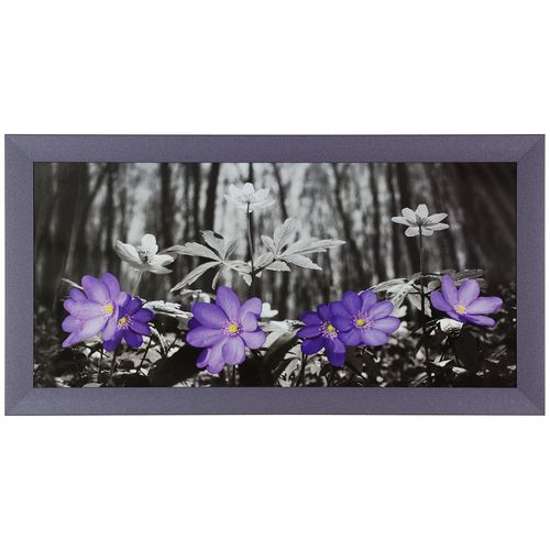 Mural Art Print Framed flowers forrest black white purple