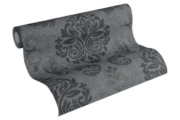 Wallpaper ornaments glitter grey AS Creation 95372-3