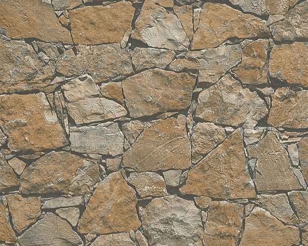 Non-woven Wallpaper natural stone brown grey AS Creation 95863-1