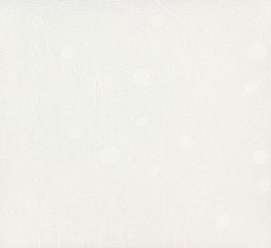 Non-woven wallpaper waves circles white paintable 9456