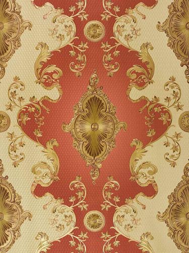 Wallpaper satin baroque classic Hermitage red gold 6829-18