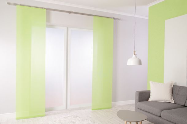 Panel curtain semi transparent green plain 5802-24