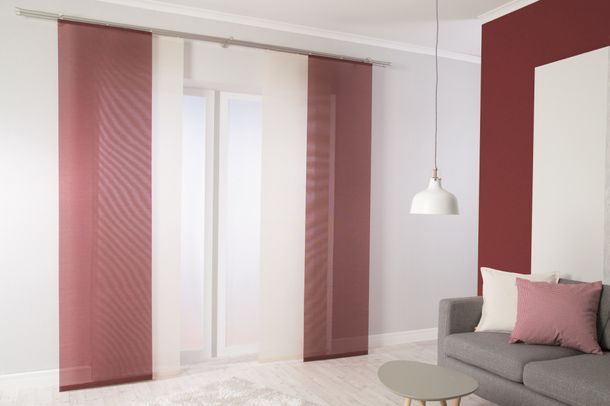 Panel curtain semi transparent red plain 5802-48
