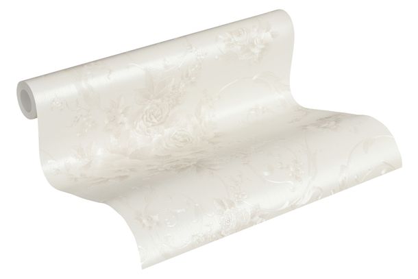 Wallpaper non-woven 30647-2 baroque floral cream glitter