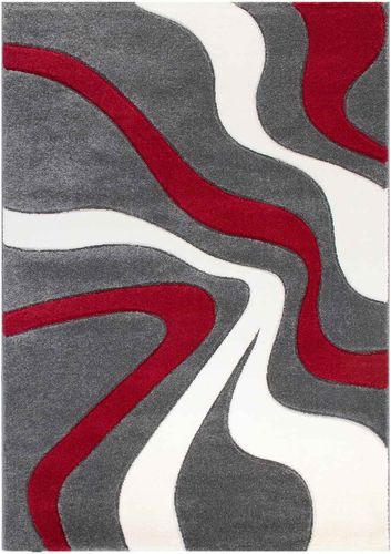 Flatwoven rug Florida grey red graphic 8003