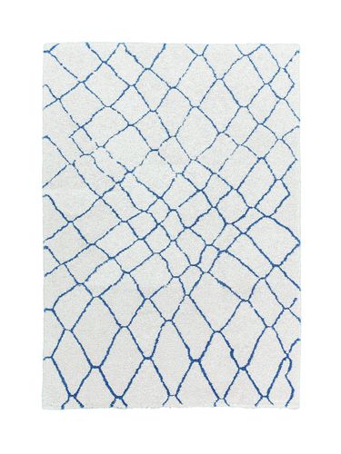 Schöner Wohnen short pile rug white blue check Dream