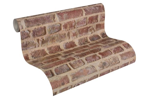 Wallpaper stone look wall red brown 30219-1