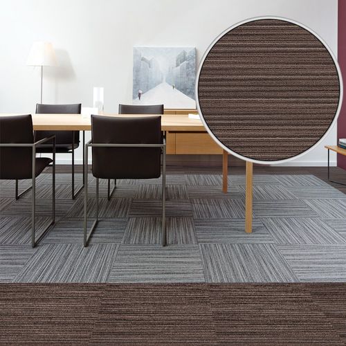 Detail picture Carpet tile Carpet plate self-lying striped brown Lineation 50x50 cm