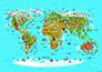 Photo wallpaper wallpaper kids map of the world animals colorful 360x254 cm FTS 1320 1