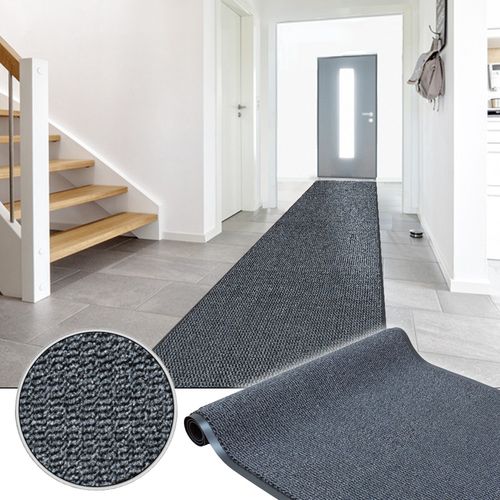 Door Entrance Barrier Runner Rug Grey Basic Clean 90cm