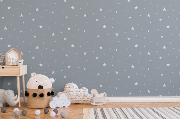 Non-Woven Wallpaper Stars Glow In The Dark blue 32440-3