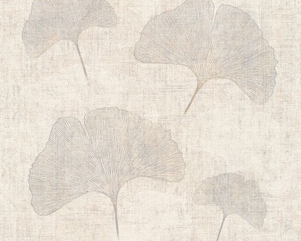 Muster Tapete Vinyl Ahorn Blatt creme grau 32265-3 AS Creation Borneo