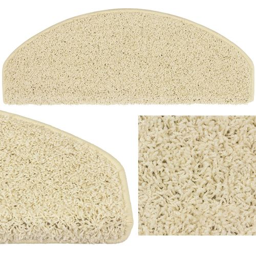 Shaggy-Stufenmatte-Treppenmatte-Glamour-Creme-28x6