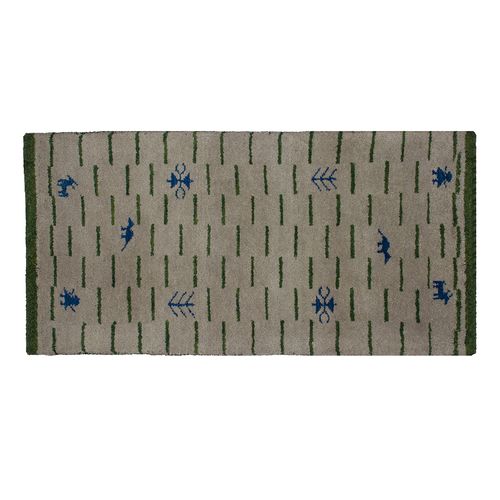 Handgeknuepfter-Teppich-Indo-Gabbeh-140x70-cm-grue