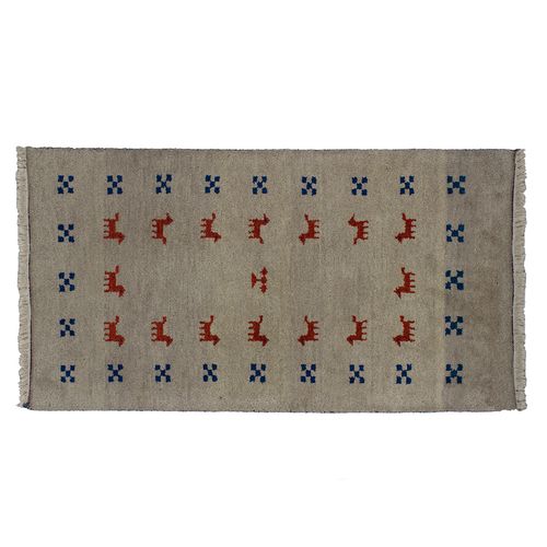 Handgeknuepfter-Teppich-Indo-Gabbeh-137x73-cm-blau