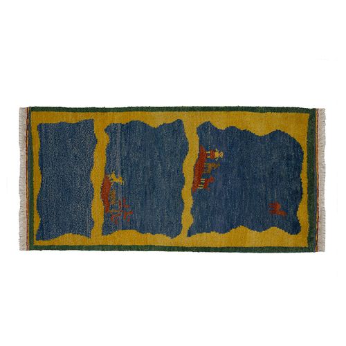 Handgeknuepfter-Teppich-Indo-Gabbeh-135x73-cm-grue