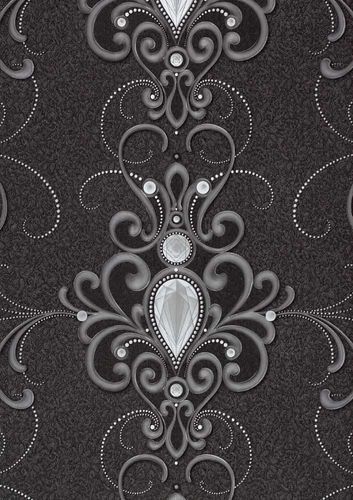 Harald Glööckler Tapete Vlies Barock anthrazit Metallic 54853