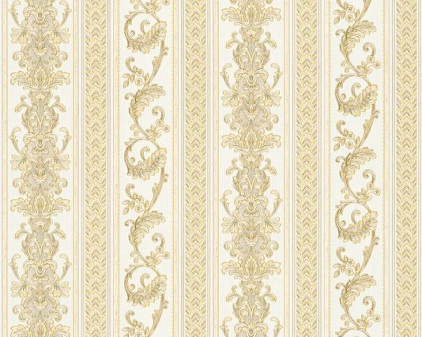 Tapete-Vlies-Ranken-Streifen-gold-weiss-Glanz-33547-3-175654