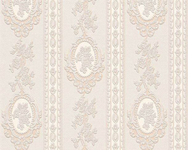 Tapete Vinyl Barock Streifen cremebeige Glitzer 1861-33 Belle Epoque