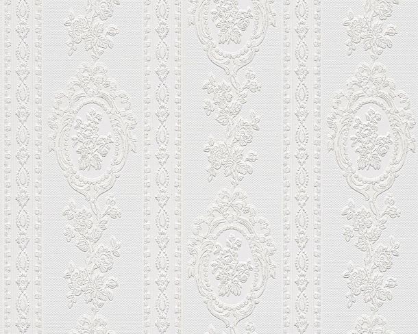 Wallpaper baroque striped white gloss AS Belle Epoque 1861-40