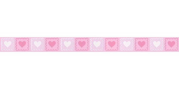 Artikelbild Tapetenborte Kinder Herz Herzen rosa weiß selbstklebend 2818-14