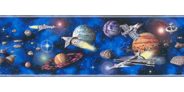 Artikelbild Tapetenborte Kinder Weltall Universum bunt selbstklebend 8962-16