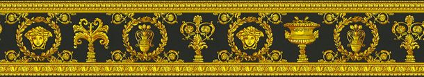 Tapetenbordüre Versace Home Lorbeer Medusa schwarz gold 34305-1