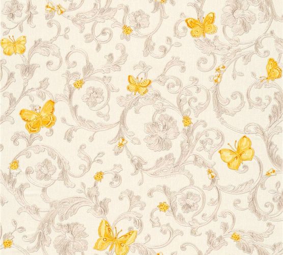Tapete Vlies Versace Home Ranken weiß gelborange Glitzer 34325-3