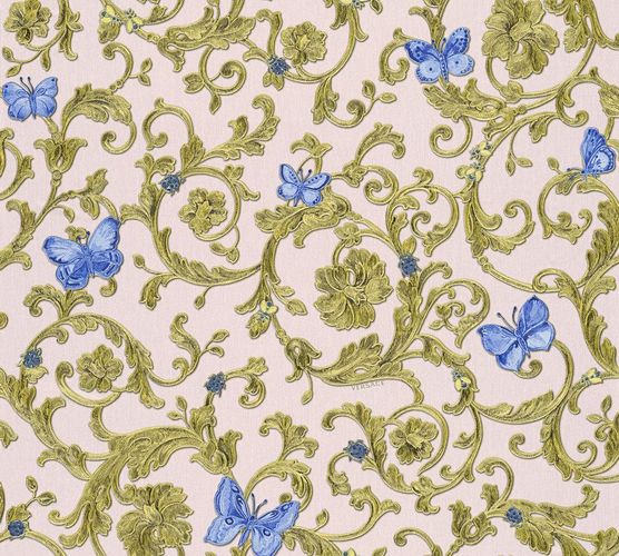 Tapete Vlies Versace Home Ranken rosé blau Glitzer 34325-6