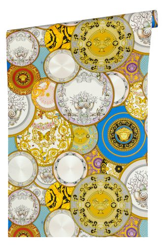 Tapetenrolle Vlies Regal Versace Home Teller Design bunt Metallic 34901-1