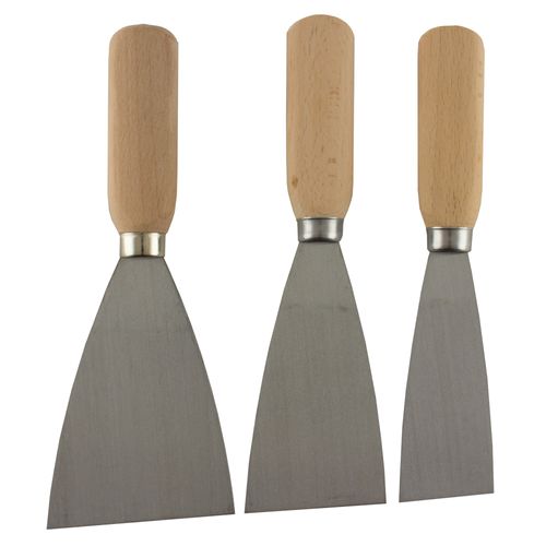 Spachtel-Set 3x Metallspachtel Malerspachtel Gibsspachtel Holzgriff 