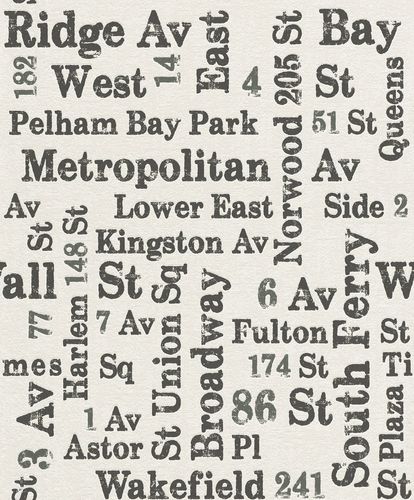 Wallpaper Rasch Sightseeing roadnames used white black 886702