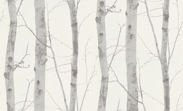 Wallpaper Erismann Paradisio Nature branch motif white grey gloss 6305-10