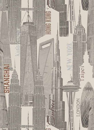 Wallpaper New-York City London cream grey 6474-02