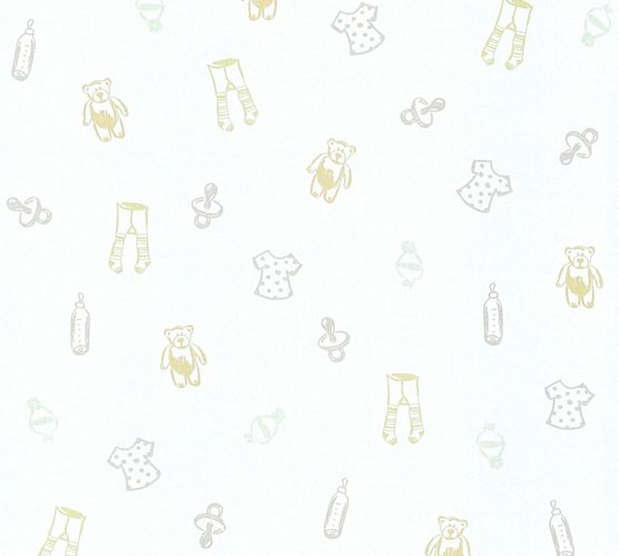 Tapete-Kinder-Teddy-Schnuller-weiss-gold-Metalli_1
