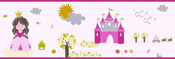 Tapeten-Borte-Kinder-Prinzessin-Schloss-rosa-pin_1