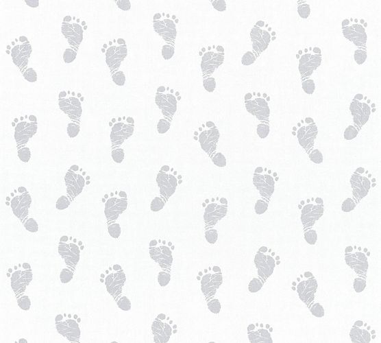 Tapete-Kinder-Baby-Fussabdruck-weiss-silber-Meta_1