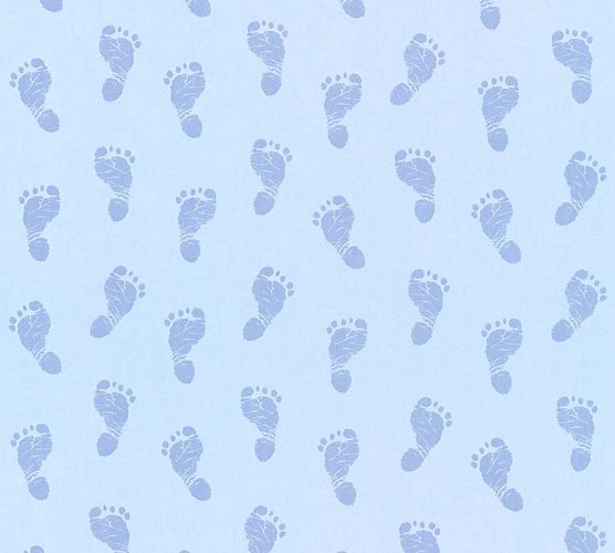 Wallpaper Kids baby footprint light blue metallic 35863-2