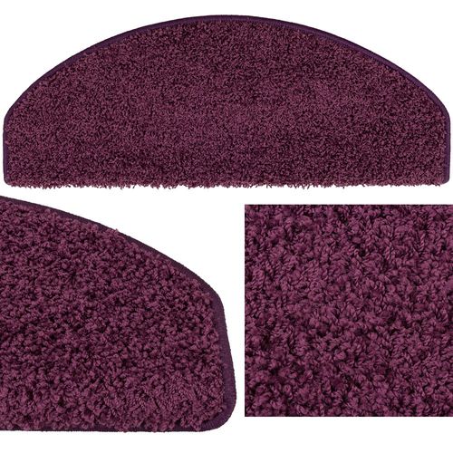 1 Stück Shaggy Stufenmatte Treppenmatte Glamour Lila 28x65cm