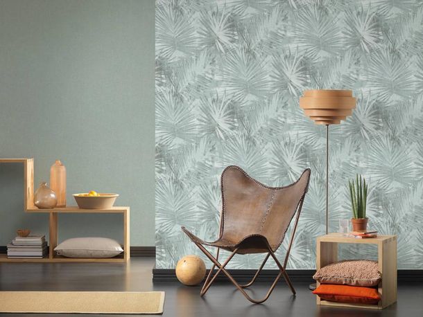 Artikelbild Vlies Tapete Palmenblatt türkis Hygge livingwalls 36385-3