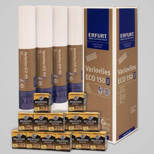 16x Erfurt EcoVlies EV150 Glattvlies Variovlies 300m² | 16x Kleister