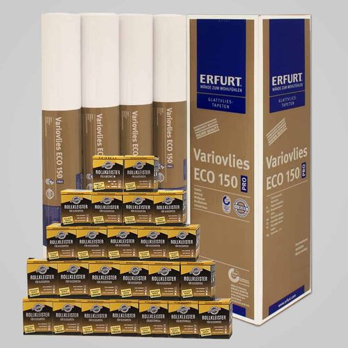 24x Erfurt EcoVlies EV150 Glattvlies Variovlies 450m² | 24x Kleister