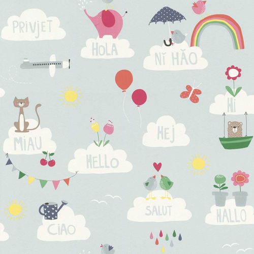 wallpaper Bambino by Rasch animals clouds blue 249439