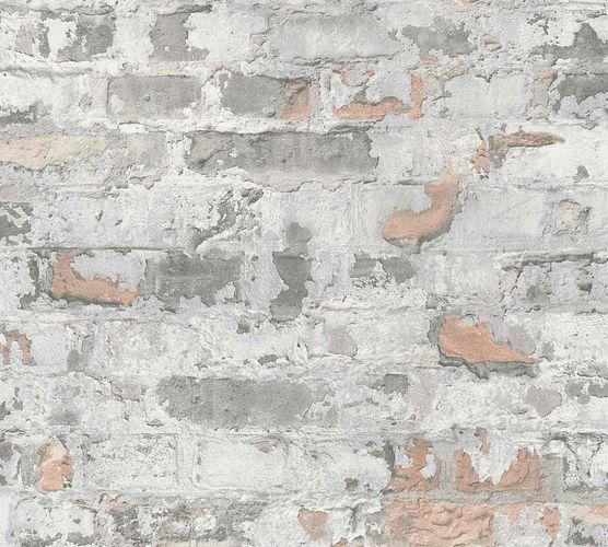 Non-Woven Wallpaper Stone Vintage grey orange 36929-2