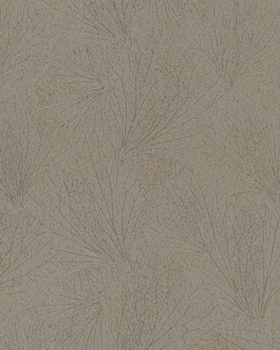 Wallpaper leaf pattern brown silver Metallic 31335
