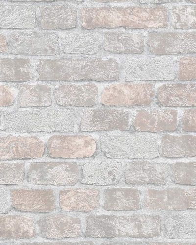 Wallpaper non-woven stone look 3D gray rose 58410