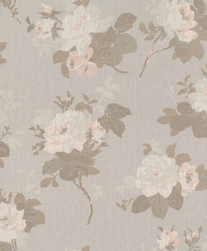 Artikelbild Textiltapete Rosenblätter grau braun rosa Glanz 086149