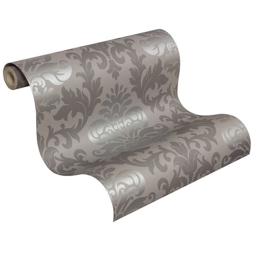 Retro baroque lounge wallpaper 148213 grey silver glossy