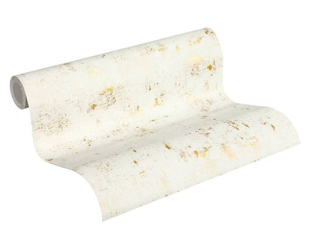 Rollenbild Tapete Vlies Beton-Optik Used grauweiß gold Glanz A.S. Creation Blooming 2307-75 | 230775