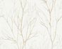 Non-Woven Wallpaper Branches cream white gold metallic 1